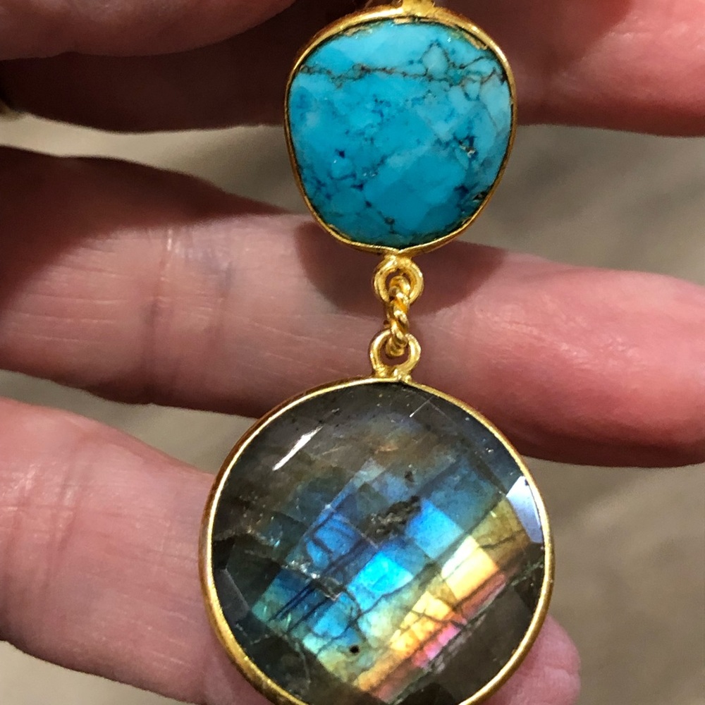 Labradorite and turquoise earrings